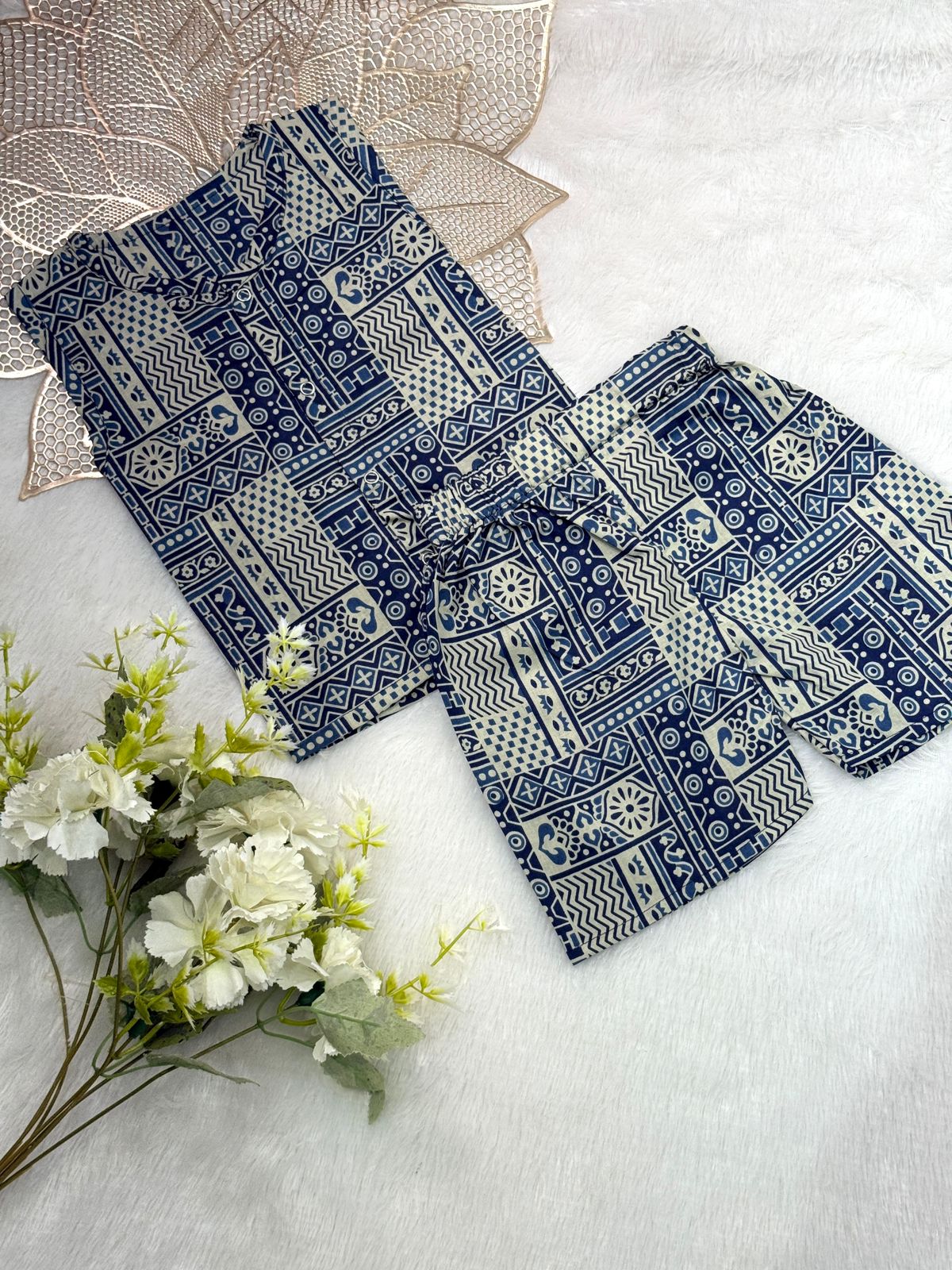 DAILY PLAY -NYC026- BLUE  WITH WHITE PATCHED COORDSET