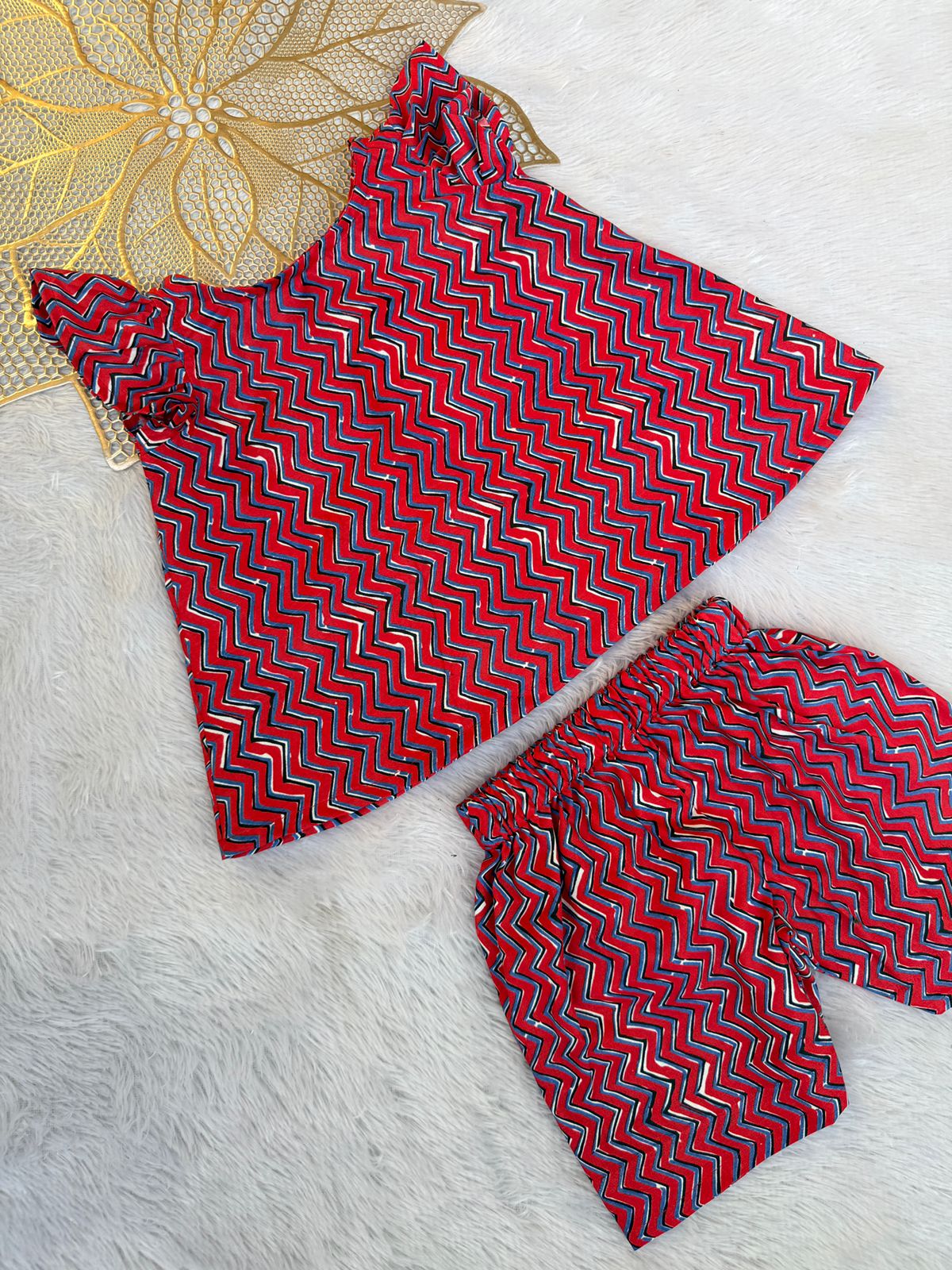 Twinkle - M200- MAROON ZIGZAG COORD SET