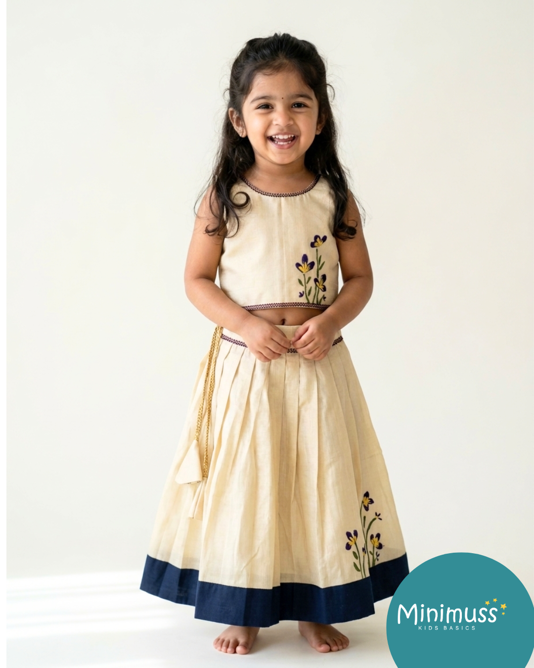 ONAM2026 -023- violet Hand painted skirt set