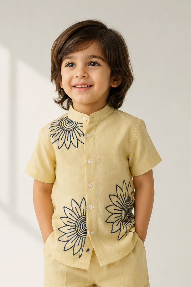 ONAM2026 -018-NAVEY BLUE AARIWORK KASAVU SHIRT