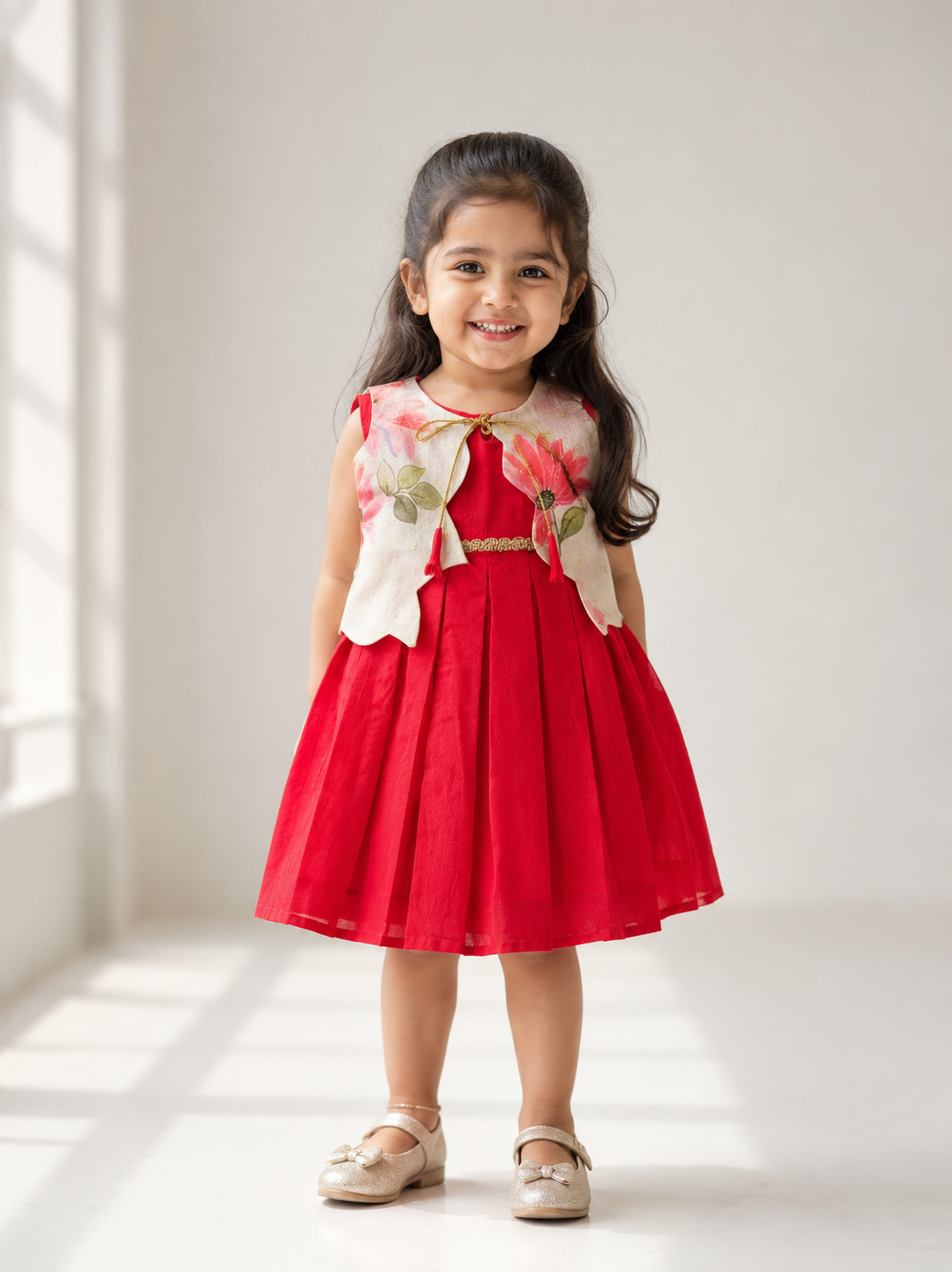 BABY BLOOM- SC910 GREEN FLOWER OVERCOAT FROCK