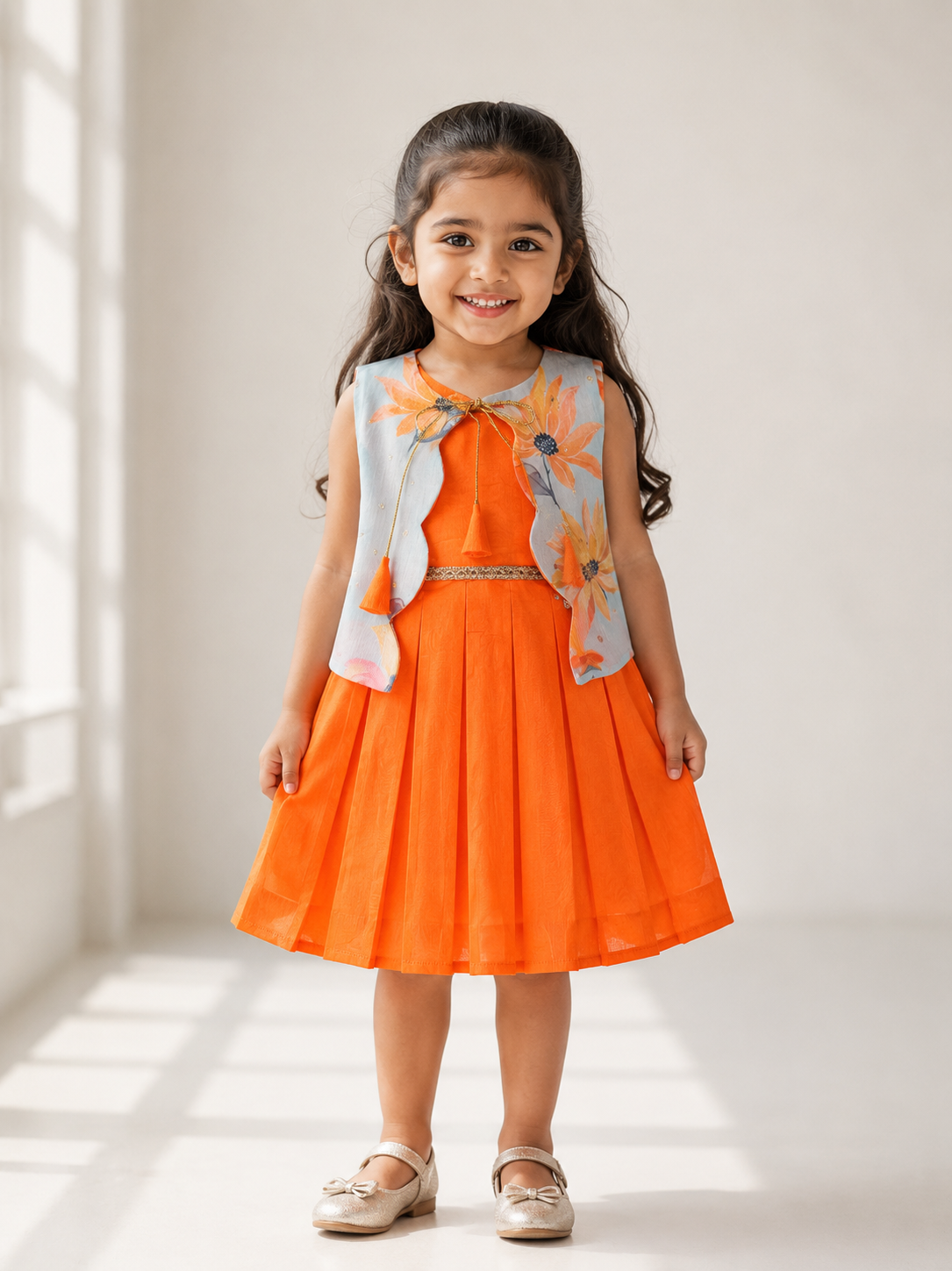 BABY BLOOM- SC909 BLUE FLOWER OVERCOAT FROCK
