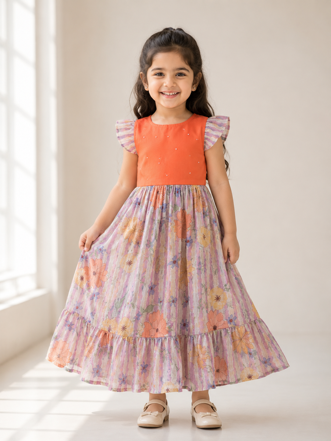 BABY BLOOM- SC908 CANDY ORANGE DESIGNER FROCK