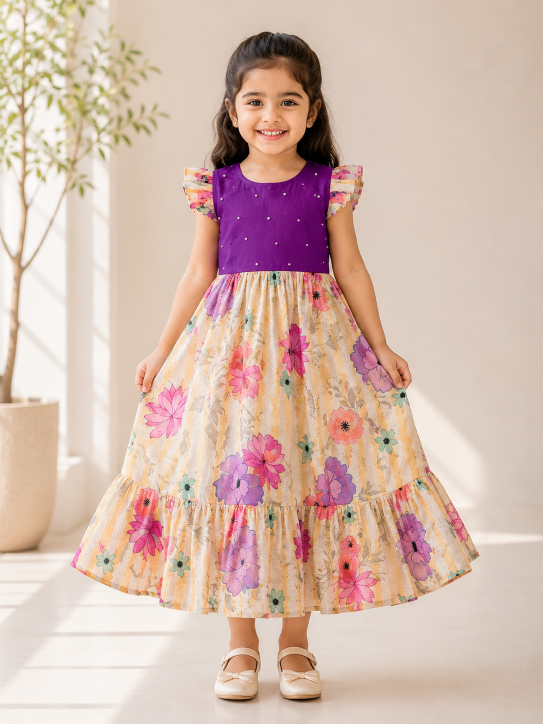 BABY BLOOM- SC907 LAVENDER DESIGNER FROCK