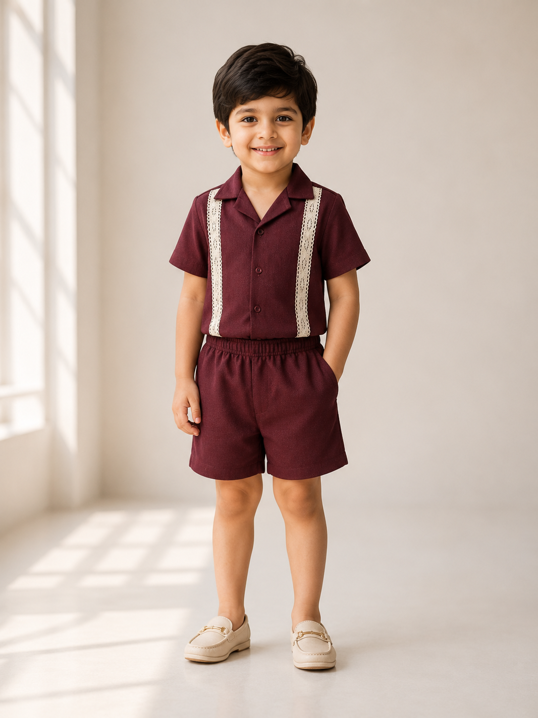 DAILY PLAY- NSC017-MAROON LACE CO-ORD SET