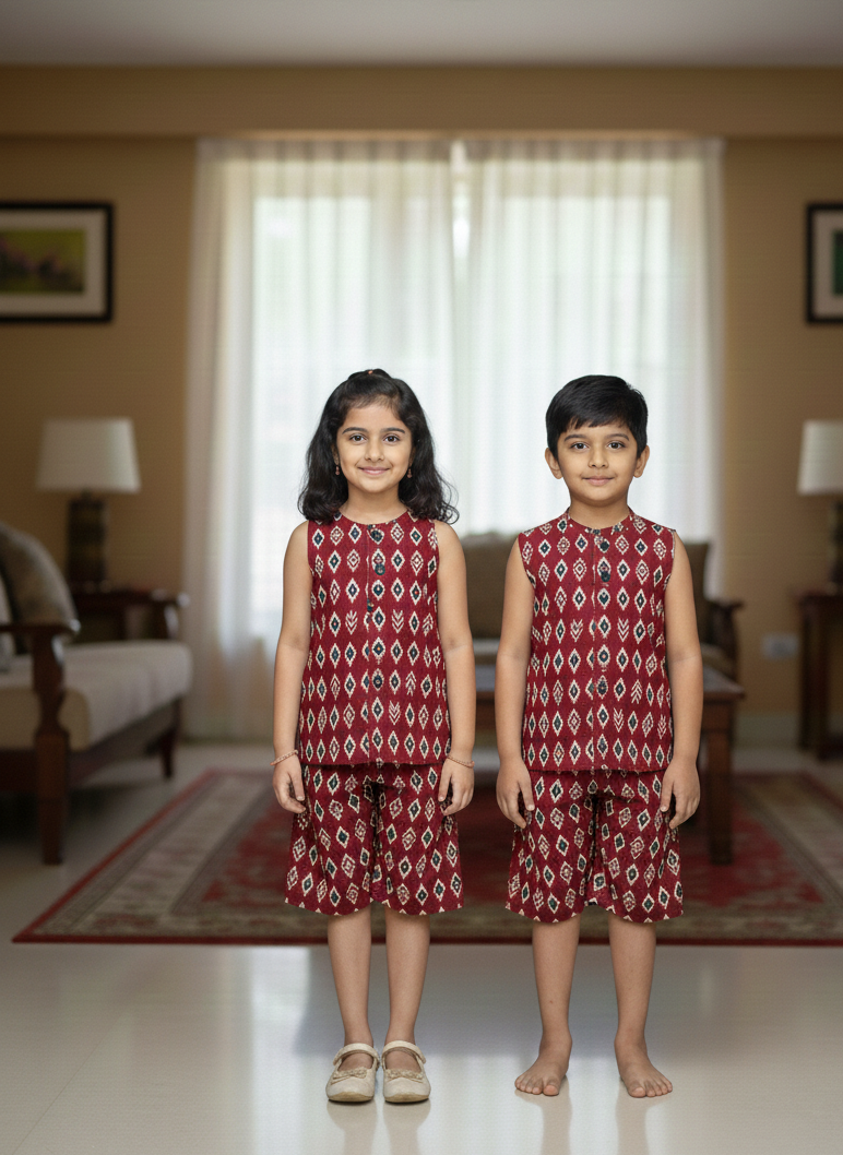 DAILY PLAY- DC022 MAROON WHITE COORD SET