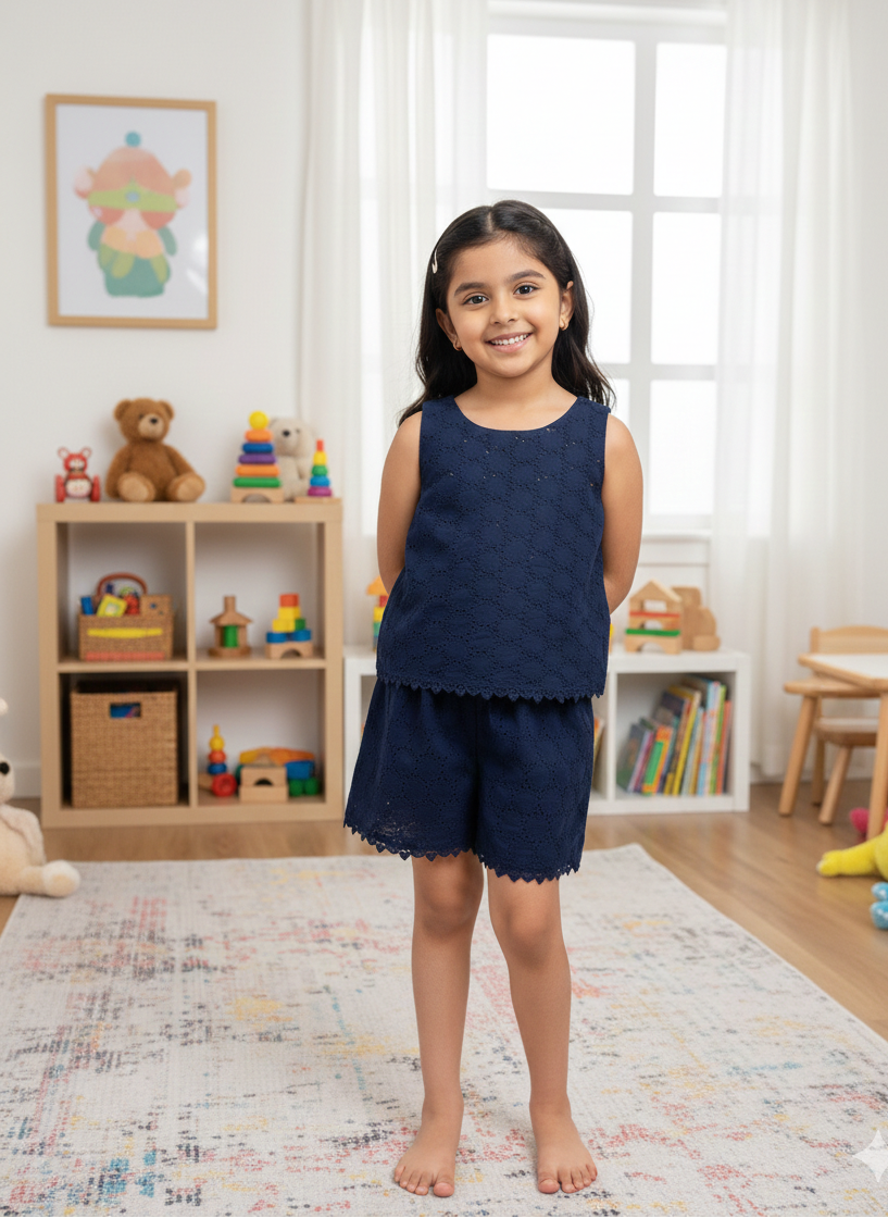 WONDERLAND- C89 NAVYBLUE HAKOBA CO-ORD SET