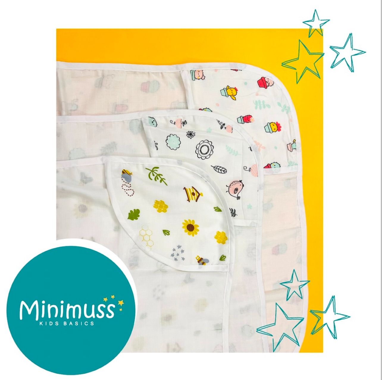 Muslin HOODED TOWEL ASSORTED PRINT (PACK OF3)