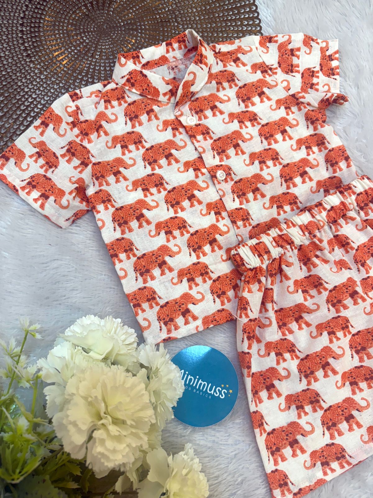 TINY TOT -SS06 ORANGE BOYS COORD SET