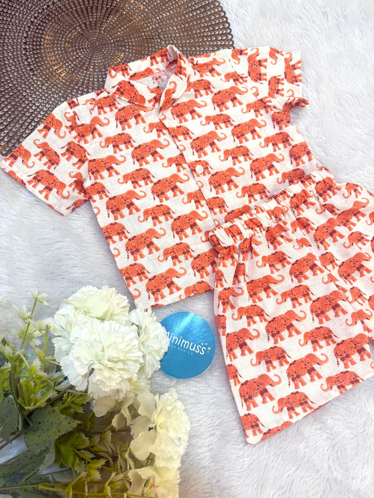 TINY TOT -SS06 ORANGE BOYS COORD SET