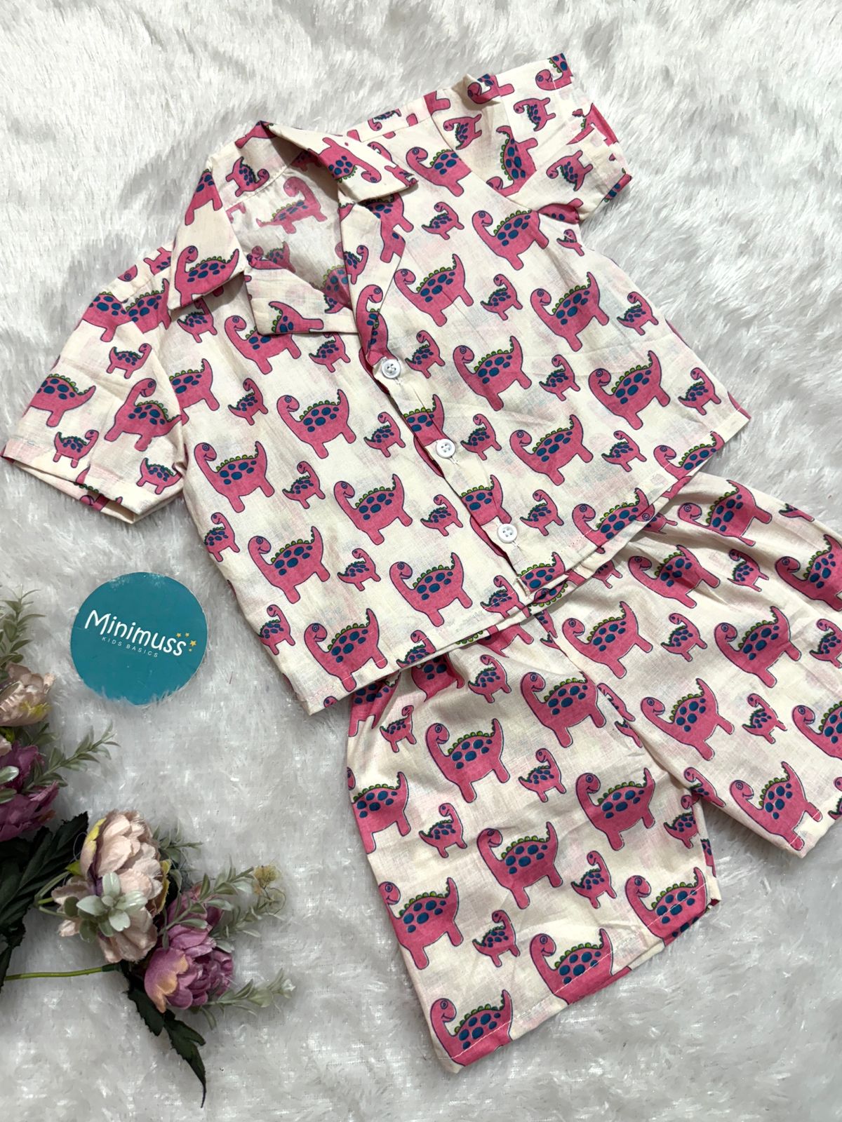 COOL CUB-DC047- BOYS PINK DINO CO-ORD SET