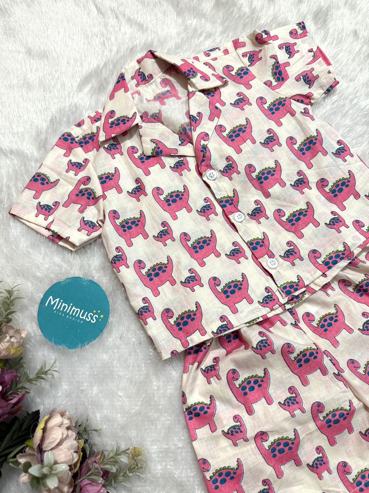 COOL CUB-DC047- BOYS PINK DINO CO-ORD SET