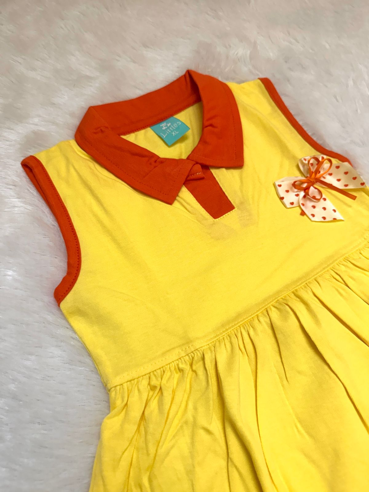 HAPPY LITTLES-HL002- YELLOW APPLIQUE FROCK WITH BLOOMER