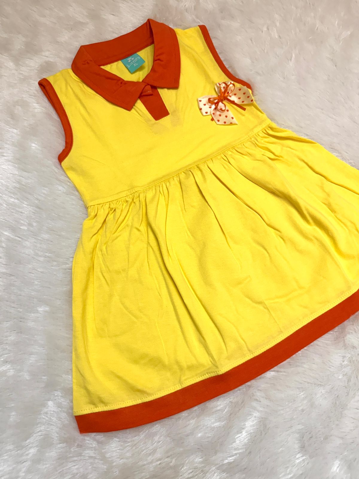HAPPY LITTLES-HL002- YELLOW APPLIQUE FROCK WITH BLOOMER