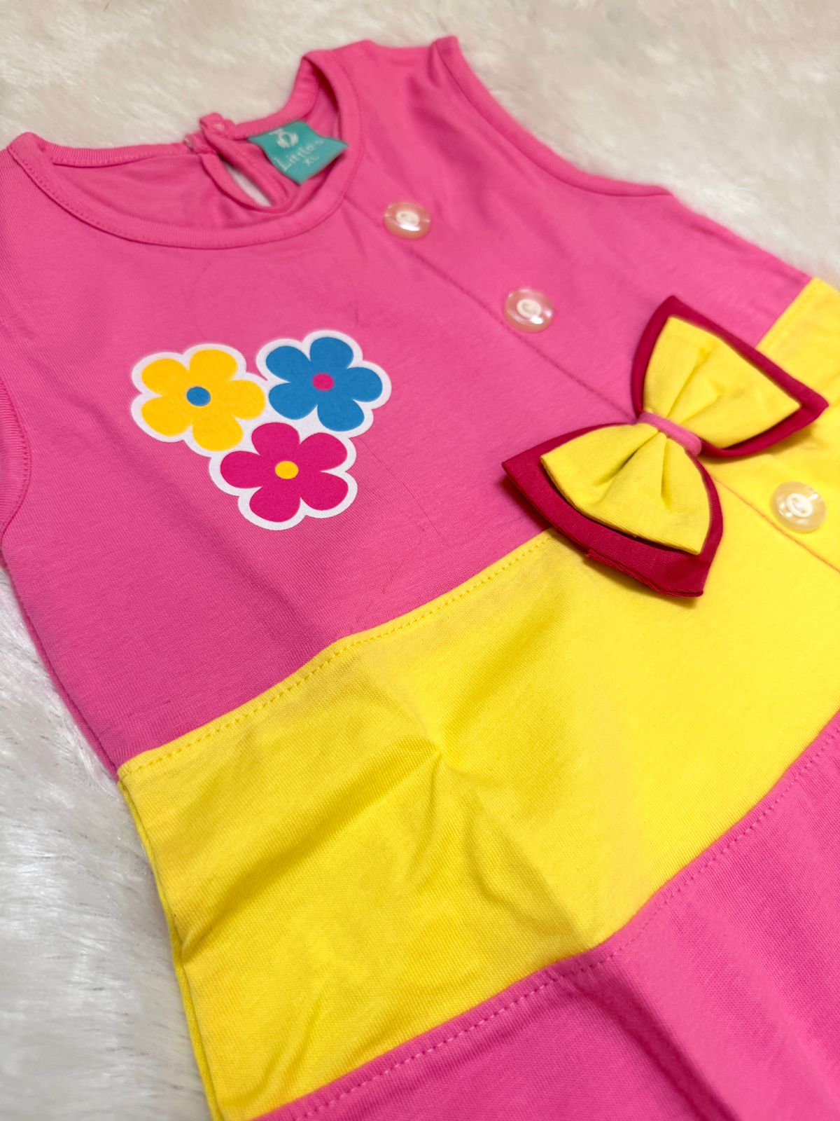HAPPY LITTLES-HL003- BABY PINK APPLIQUE FROCK WITH BLOOMER