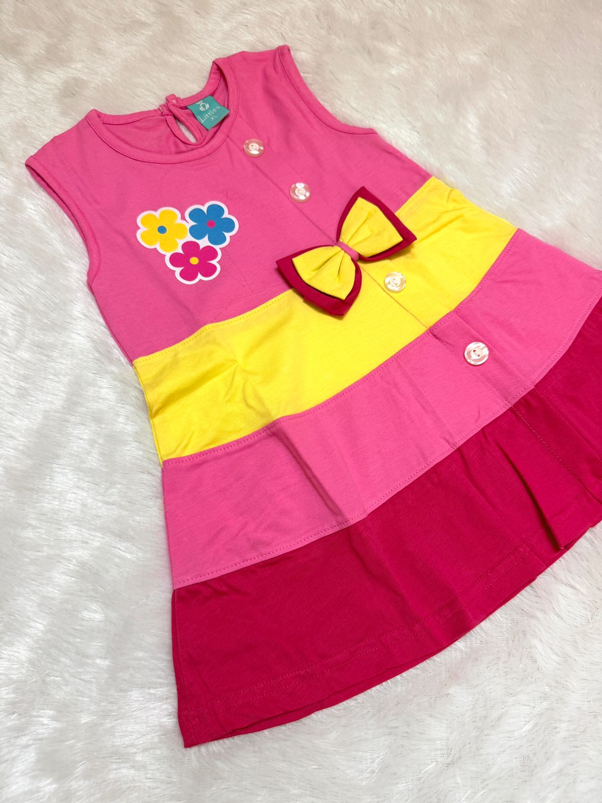 HAPPY LITTLES-HL003- BABY PINK APPLIQUE FROCK WITH BLOOMER
