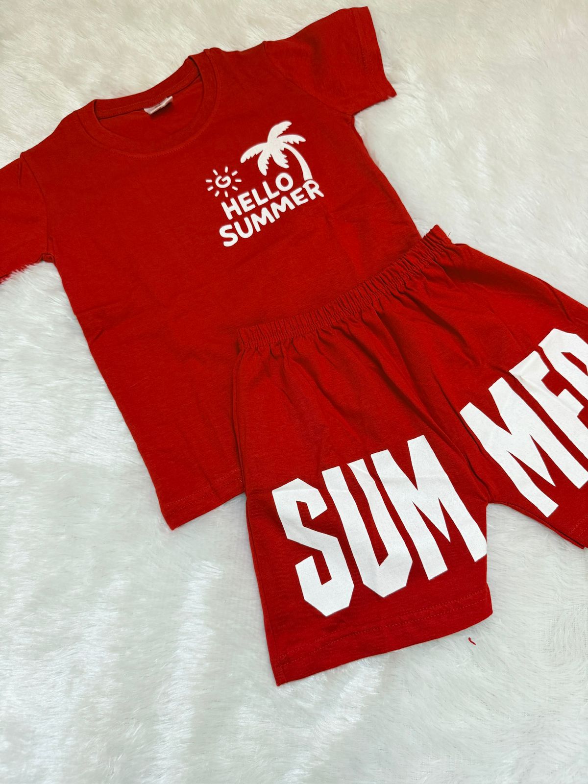 HAPPY LITTLES-HL017 - BOYS RED SHORT SET