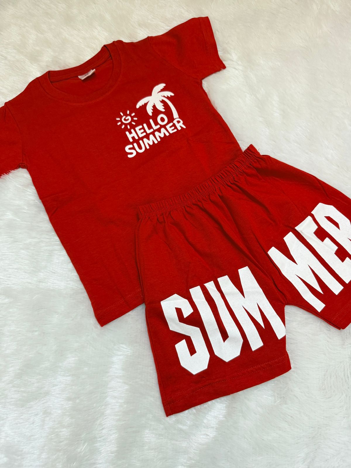 HAPPY LITTLES-HL017 - BOYS RED SHORT SET