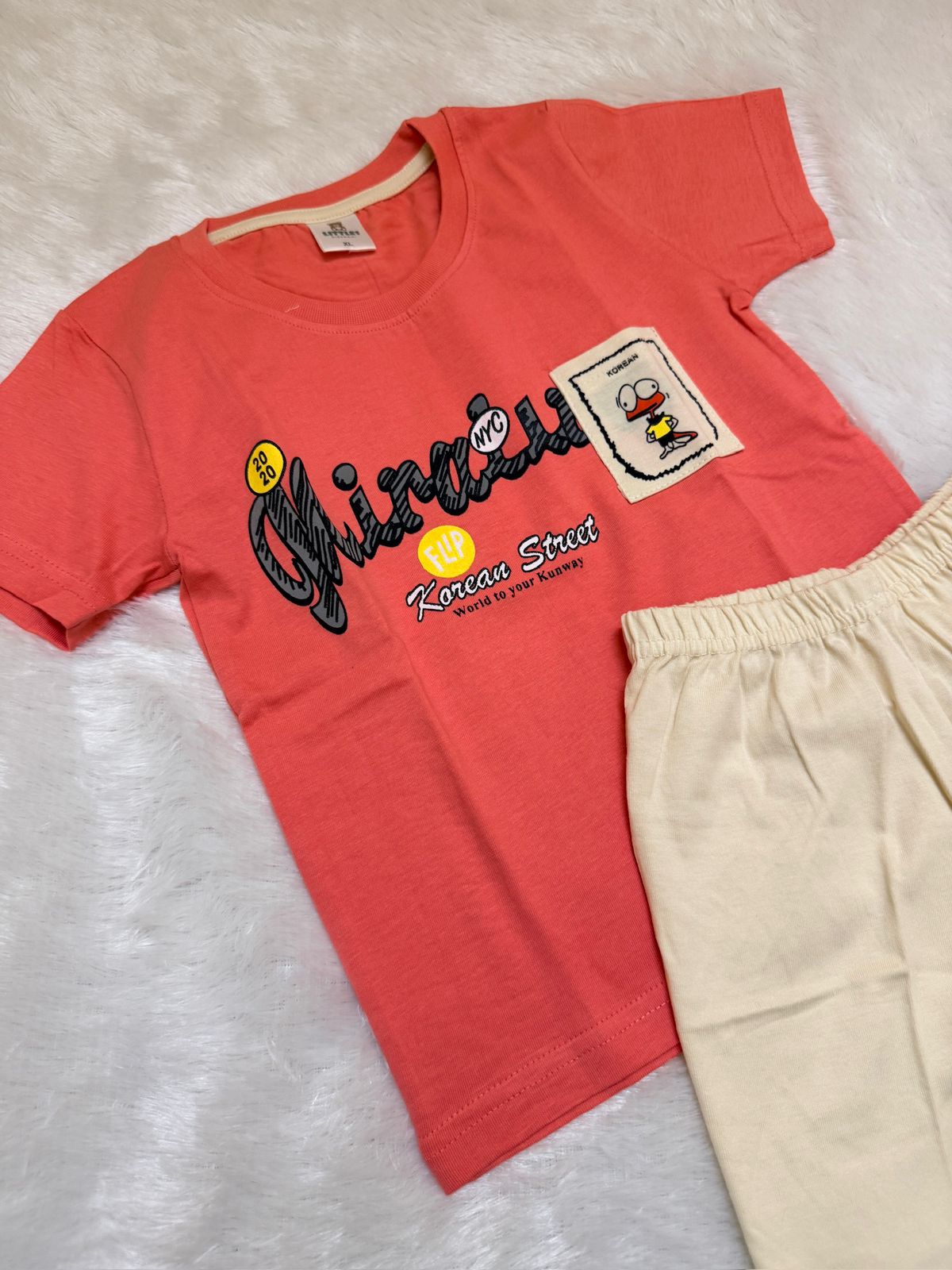HAPPY LITTLES-HL020 - PEACH SHORT SET