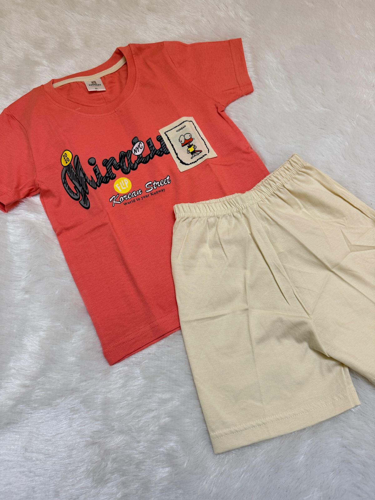 HAPPY LITTLES-HL020 - PEACH SHORT SET