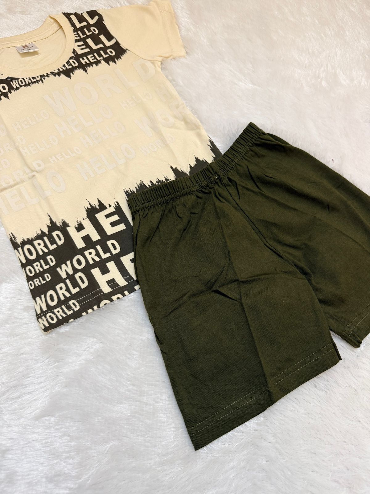 HAPPY LITTLES-HL019 - OATMEAL SHORT SET