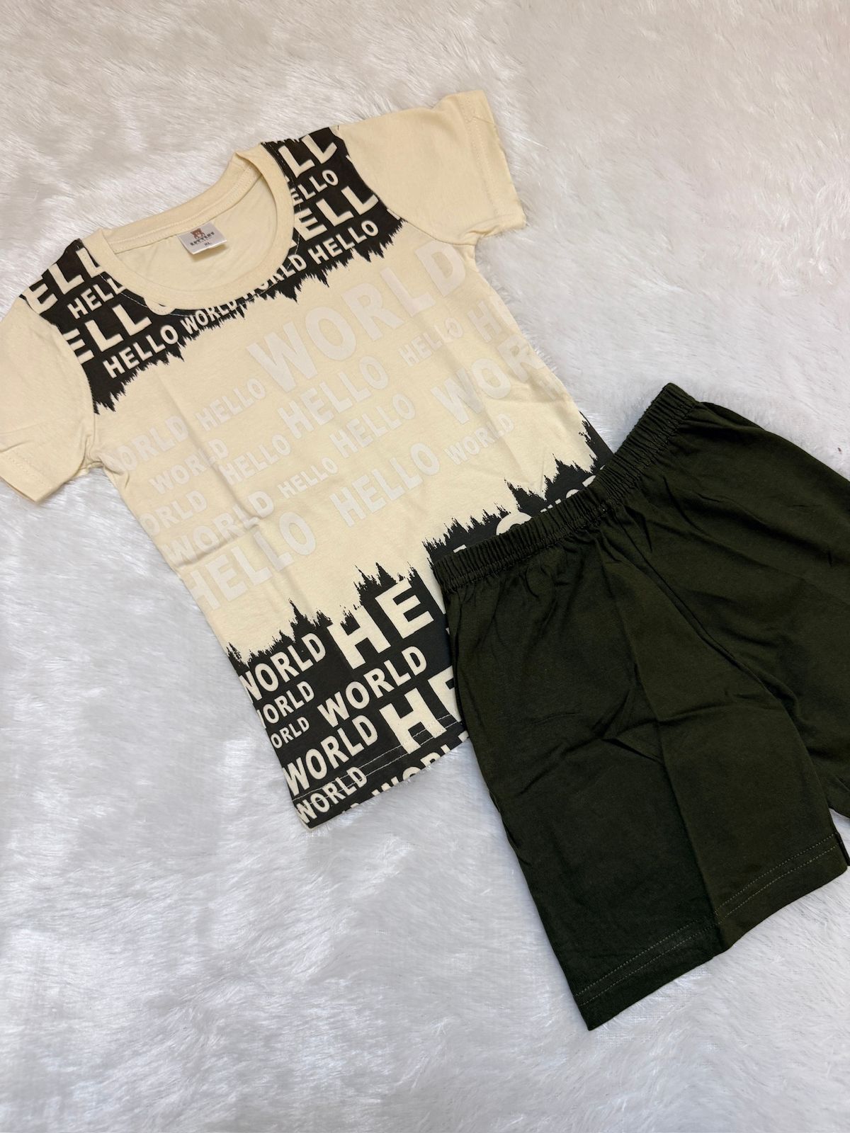 HAPPY LITTLES-HL019 - OATMEAL SHORT SET