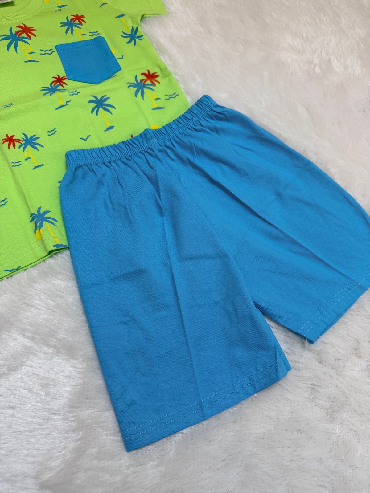 HAPPY LITTLES-HL021 - GREEN BLUE SHORT SET