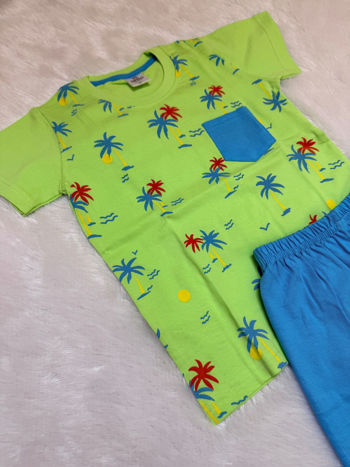HAPPY LITTLES-HL021 - GREEN BLUE SHORT SET