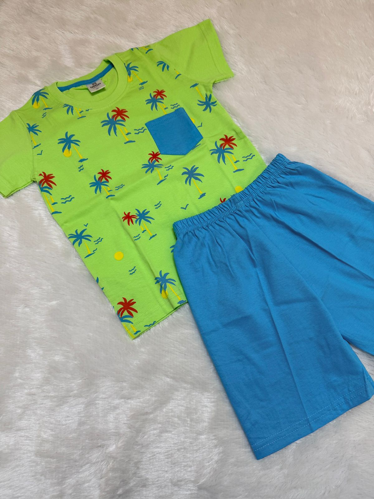 HAPPY LITTLES-HL021 - GREEN BLUE SHORT SET