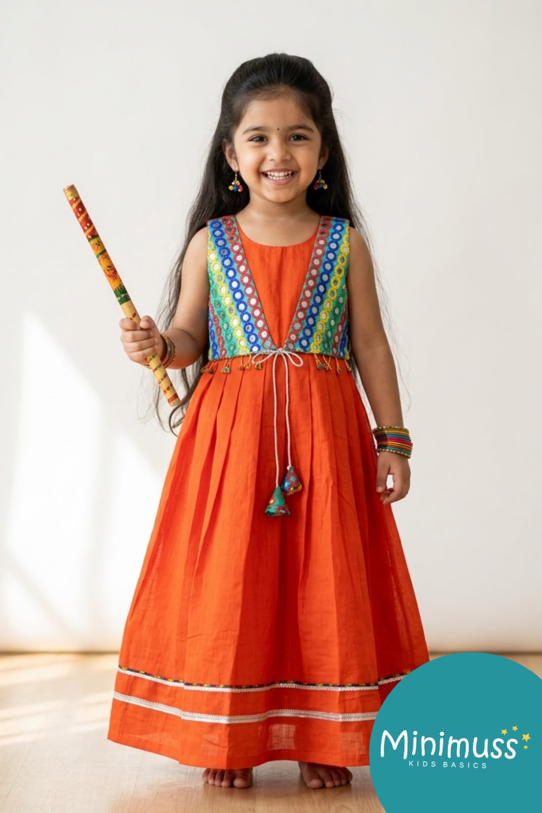 NAVRATHRI2026 -NV008-RUST RED DESIGNER FROCK