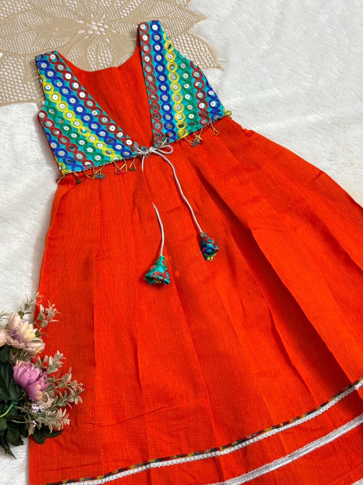 NAVRATHRI2026 -NV008-RUST RED DESIGNER FROCK