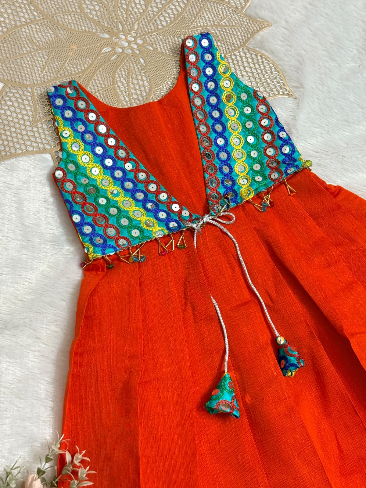 NAVRATHRI2026 -NV008-RUST RED DESIGNER FROCK
