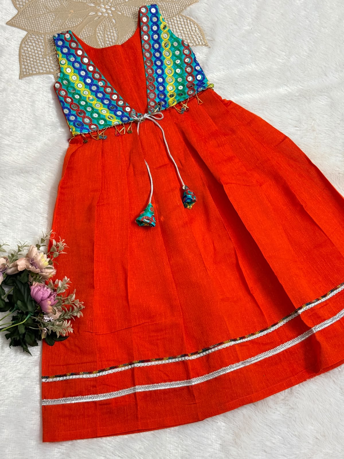 NAVRATHRI2026 -NV008-RUST RED DESIGNER FROCK