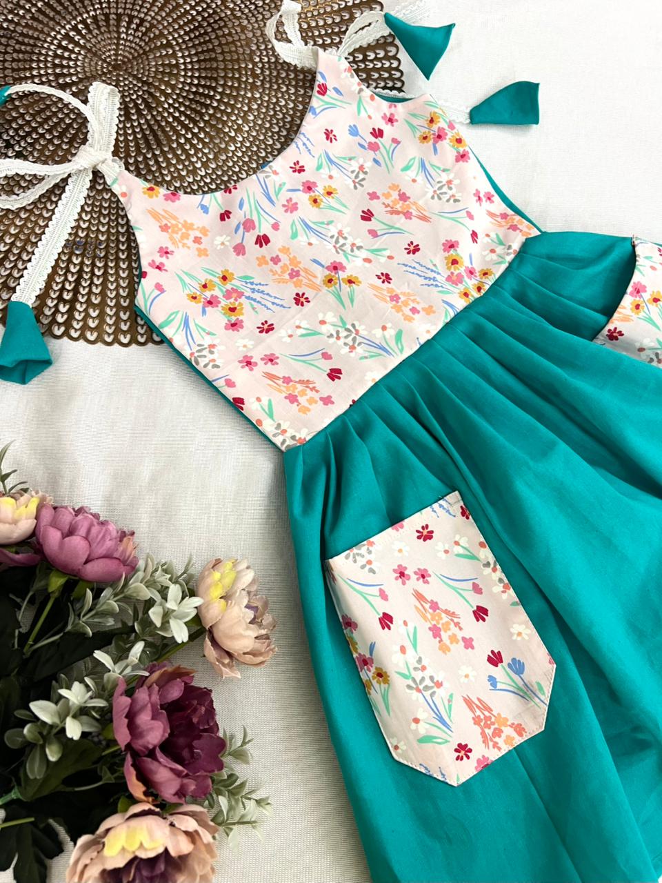 EMILY BLUE KNOTED POCKET FROCK