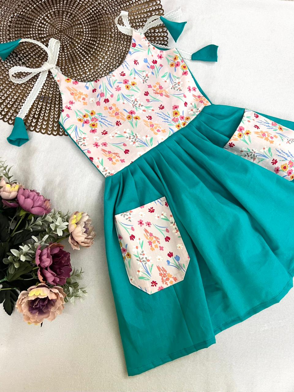 EMILY BLUE KNOTED POCKET FROCK