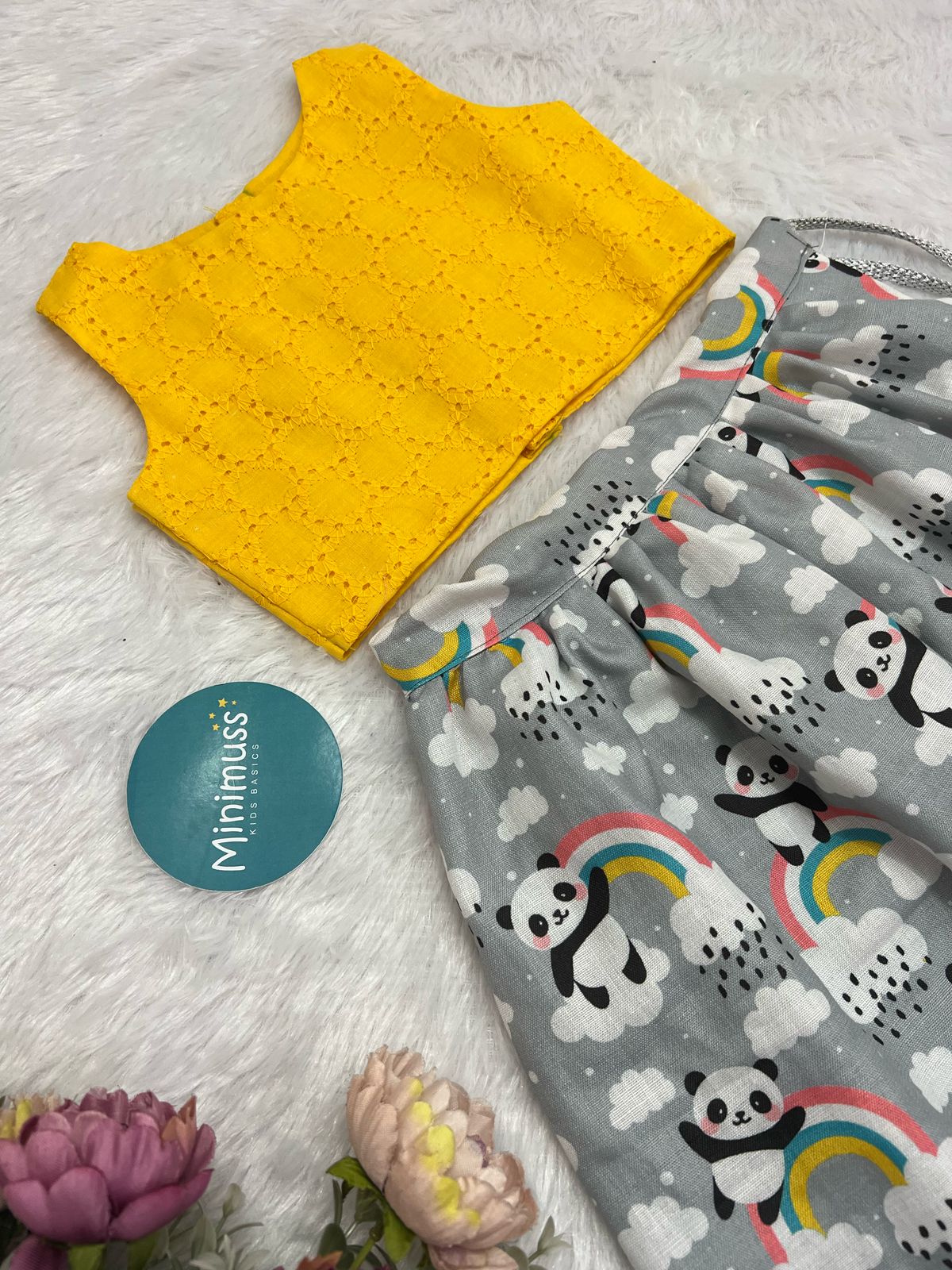 YELLOW PANDA SKIRT SET