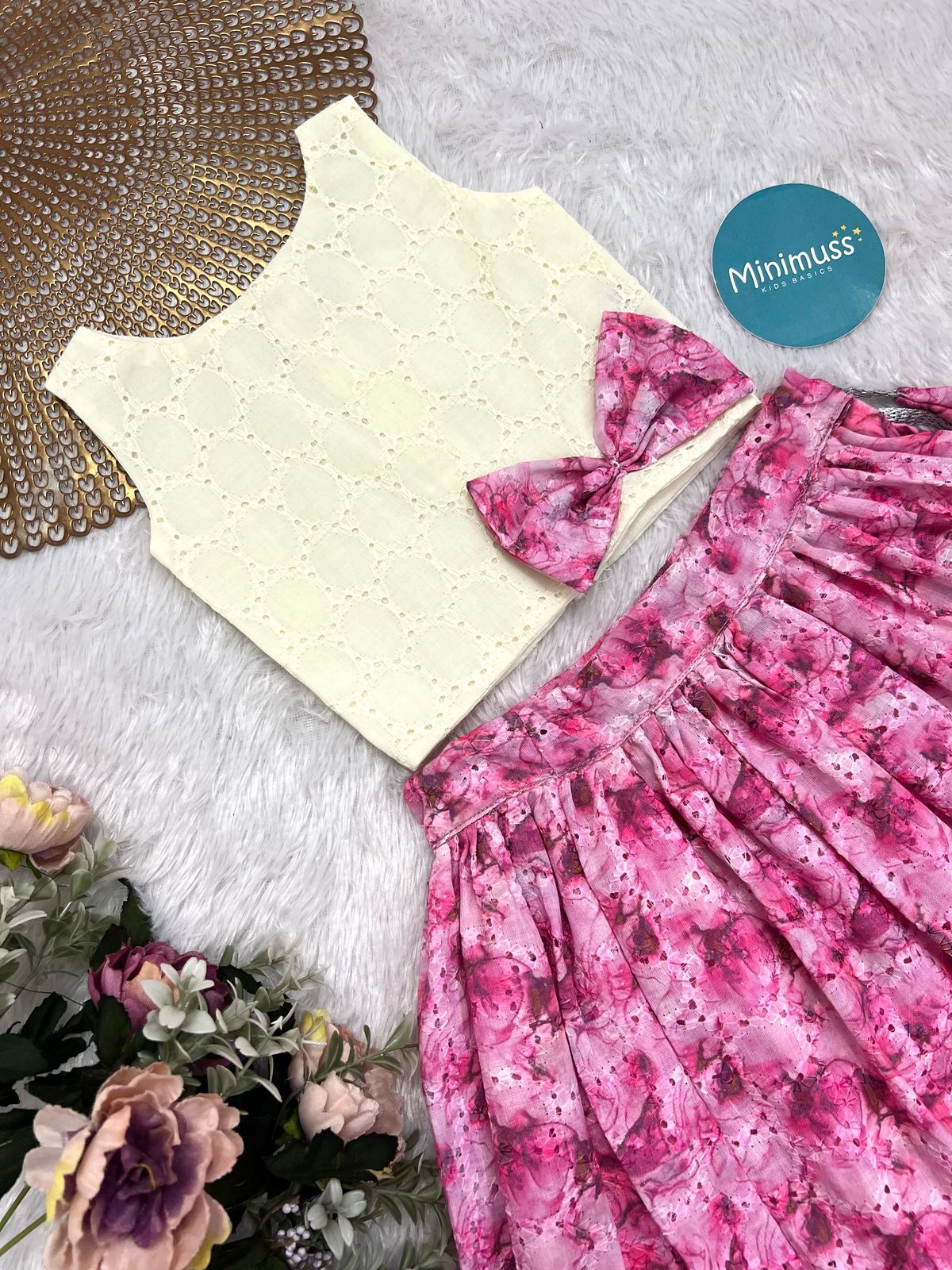 SS02 PASTEL PICNIC HALFWHITE SKIRT SET