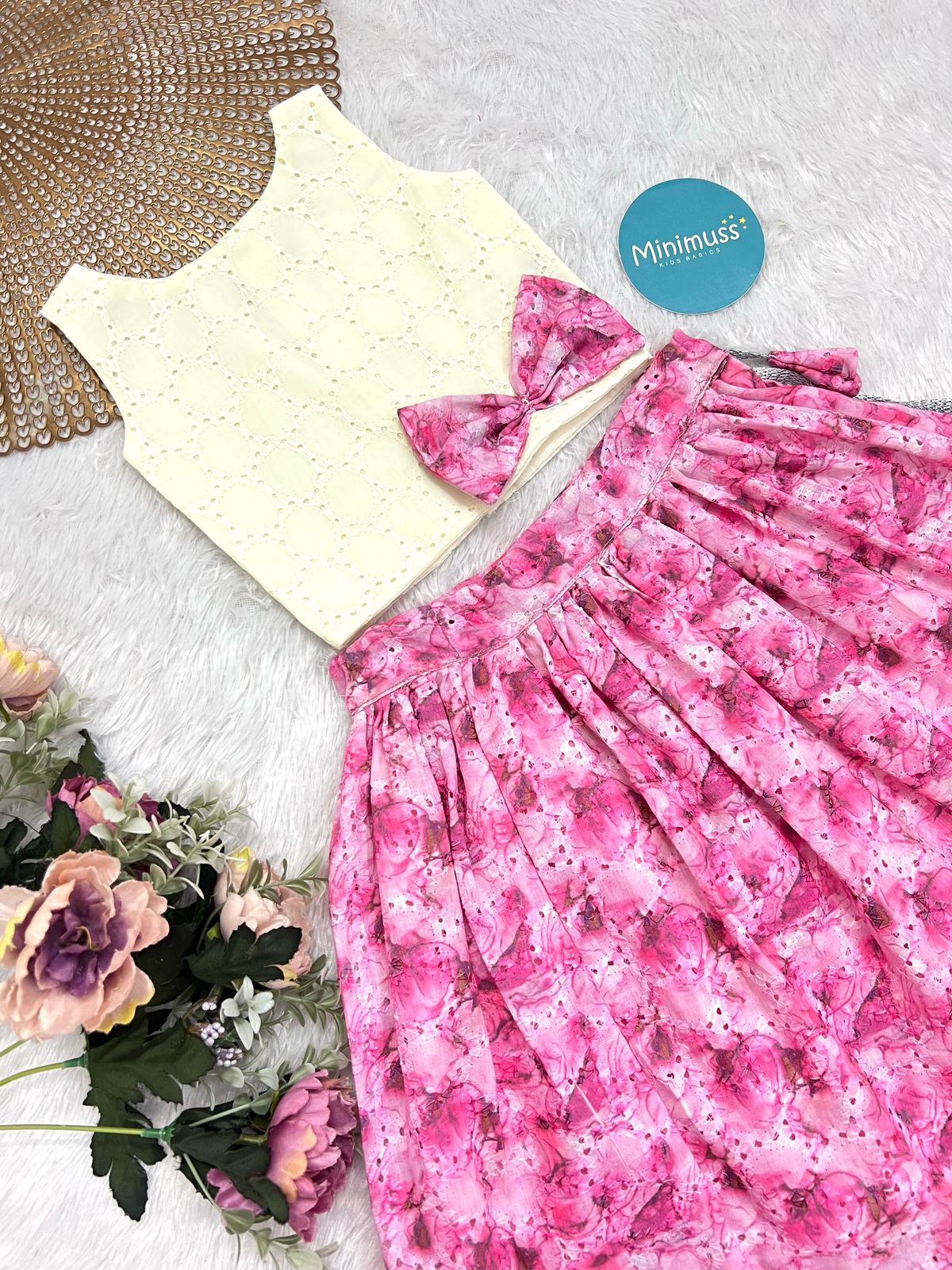 SS02 PASTEL PICNIC HALFWHITE SKIRT SET