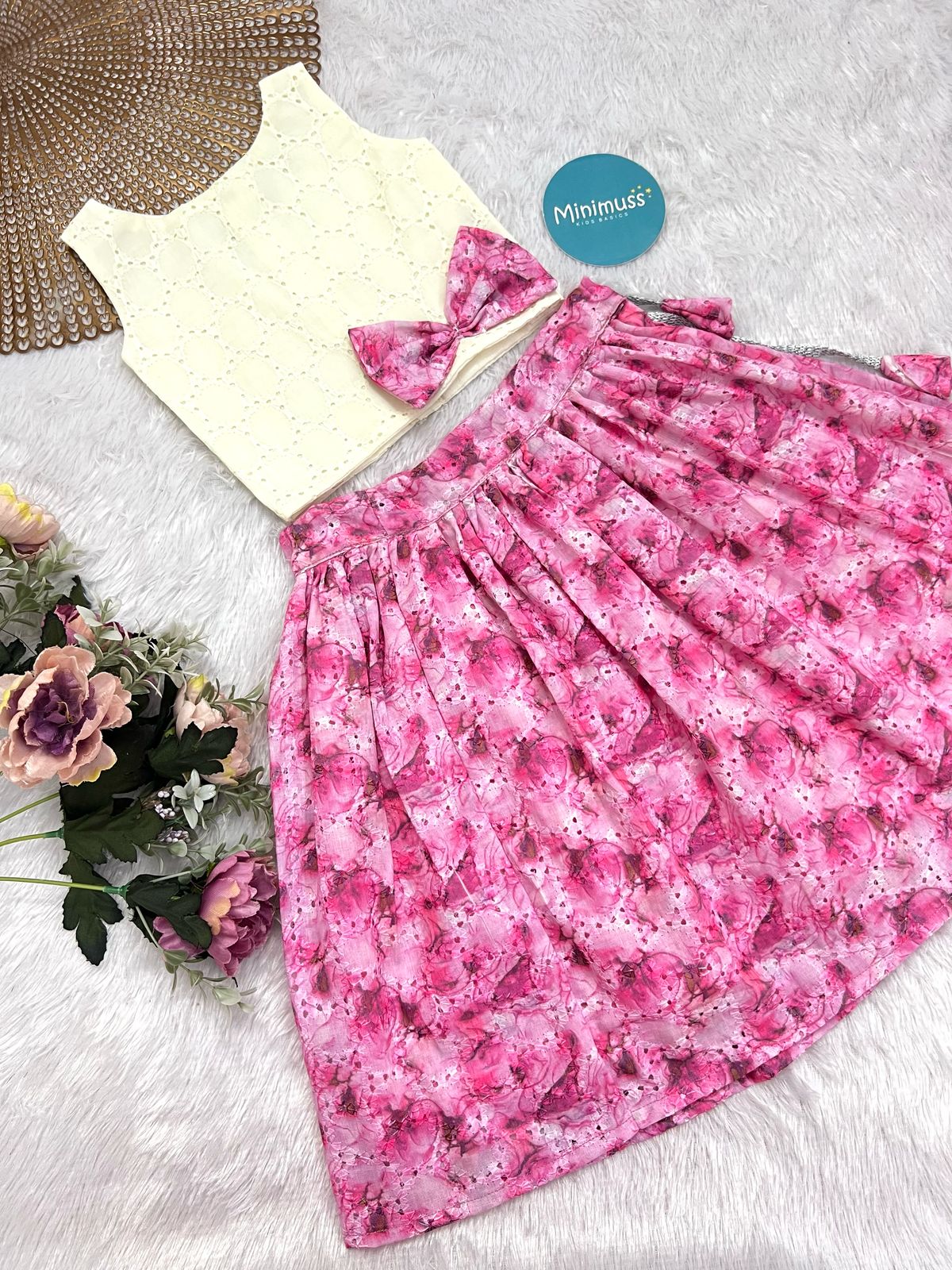 SS02 PASTEL PICNIC HALFWHITE SKIRT SET