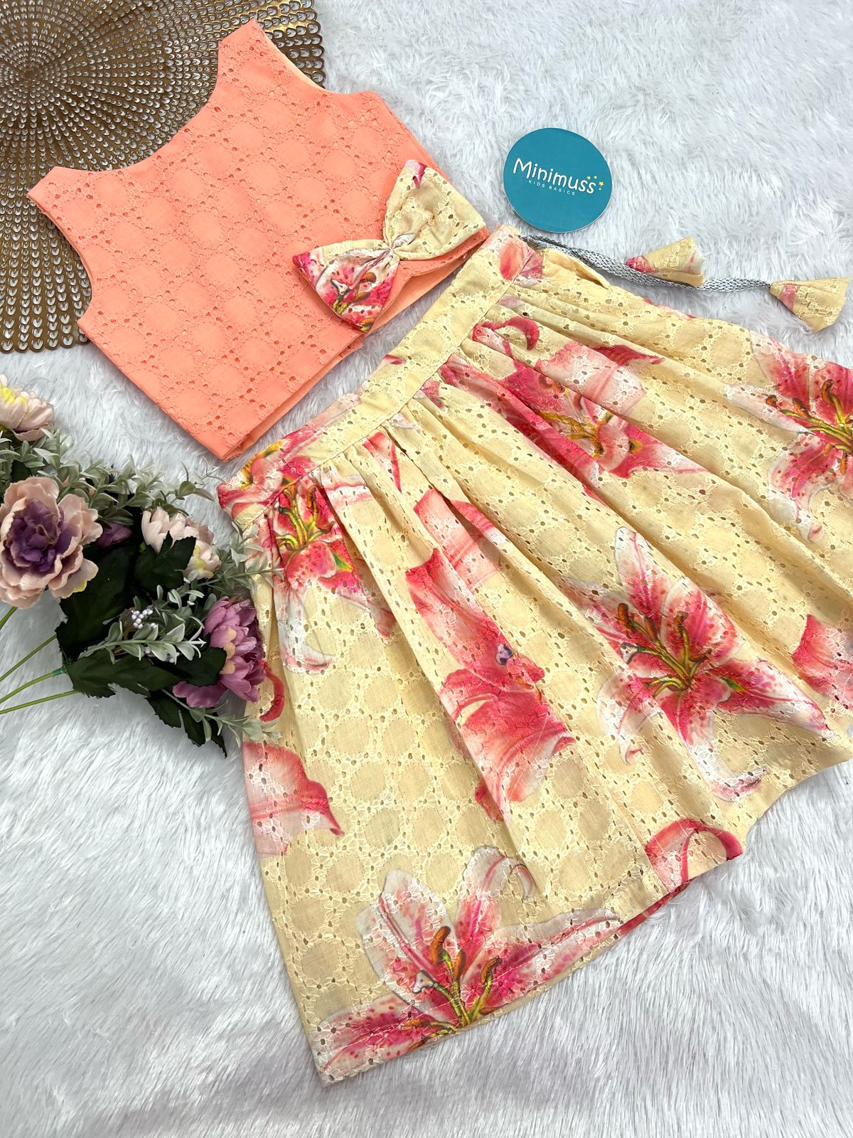 SS01 PASTEL PICNIC PEACH SKIRT SET