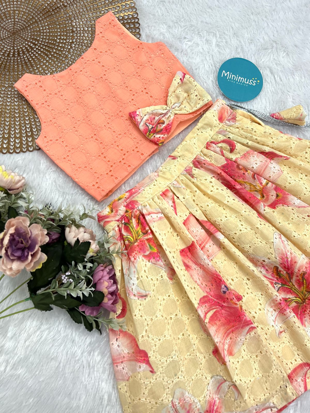 SS01 PASTEL PICNIC PEACH SKIRT SET