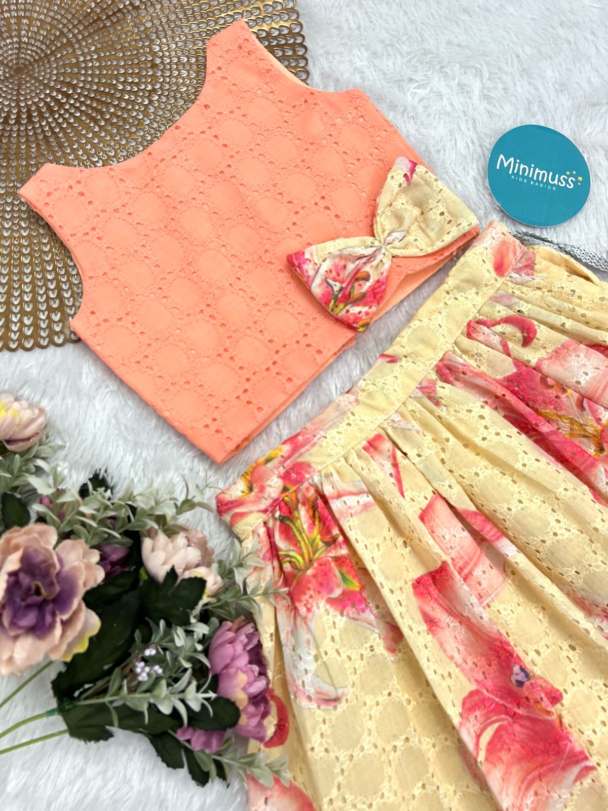SS01 PASTEL PICNIC PEACH SKIRT SET