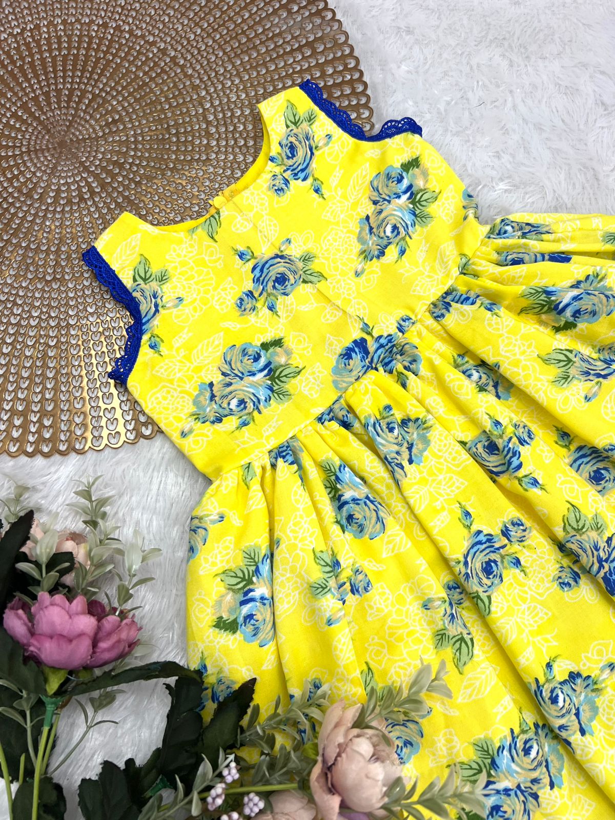 COTTON CANDY- F11 YELLOW BLUE FLORAL FROCK