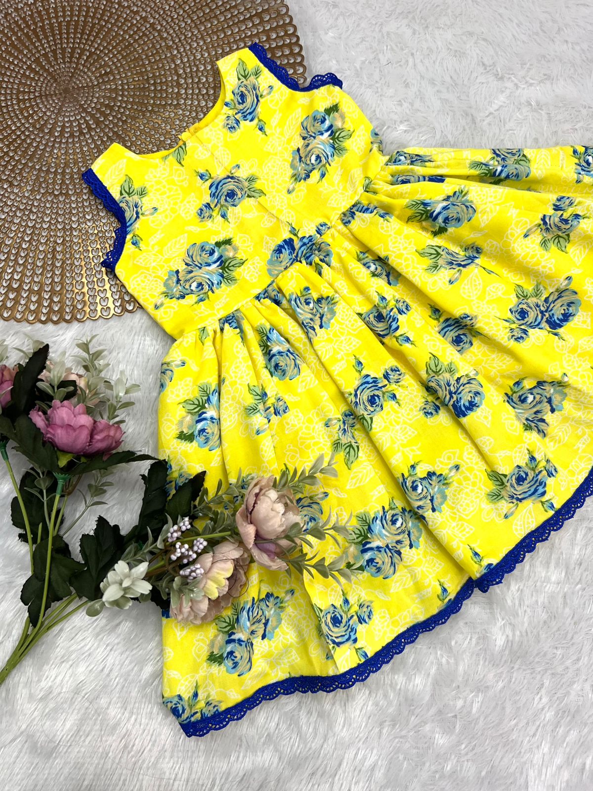 COTTON CANDY- F11 YELLOW BLUE FLORAL FROCK