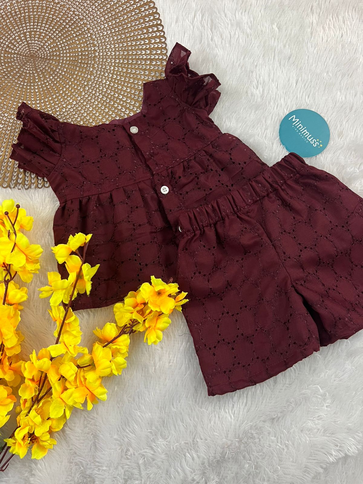 WONDERLAND- C84 MAROON Hakoba Co-ord Set