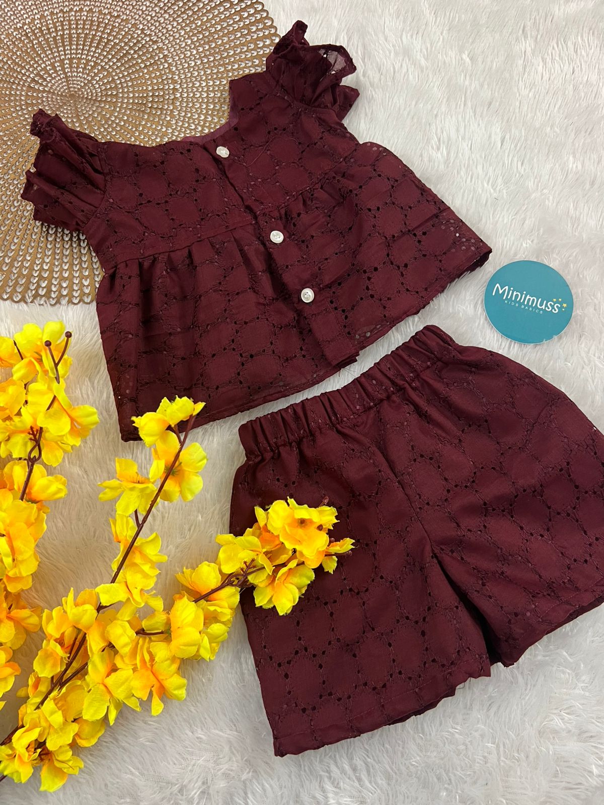 WONDERLAND- C84 MAROON Hakoba Co-ord Set