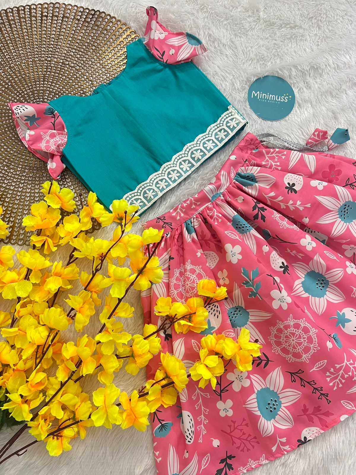 SUNSHINE -S22 TEAL PINK SKIRT SET