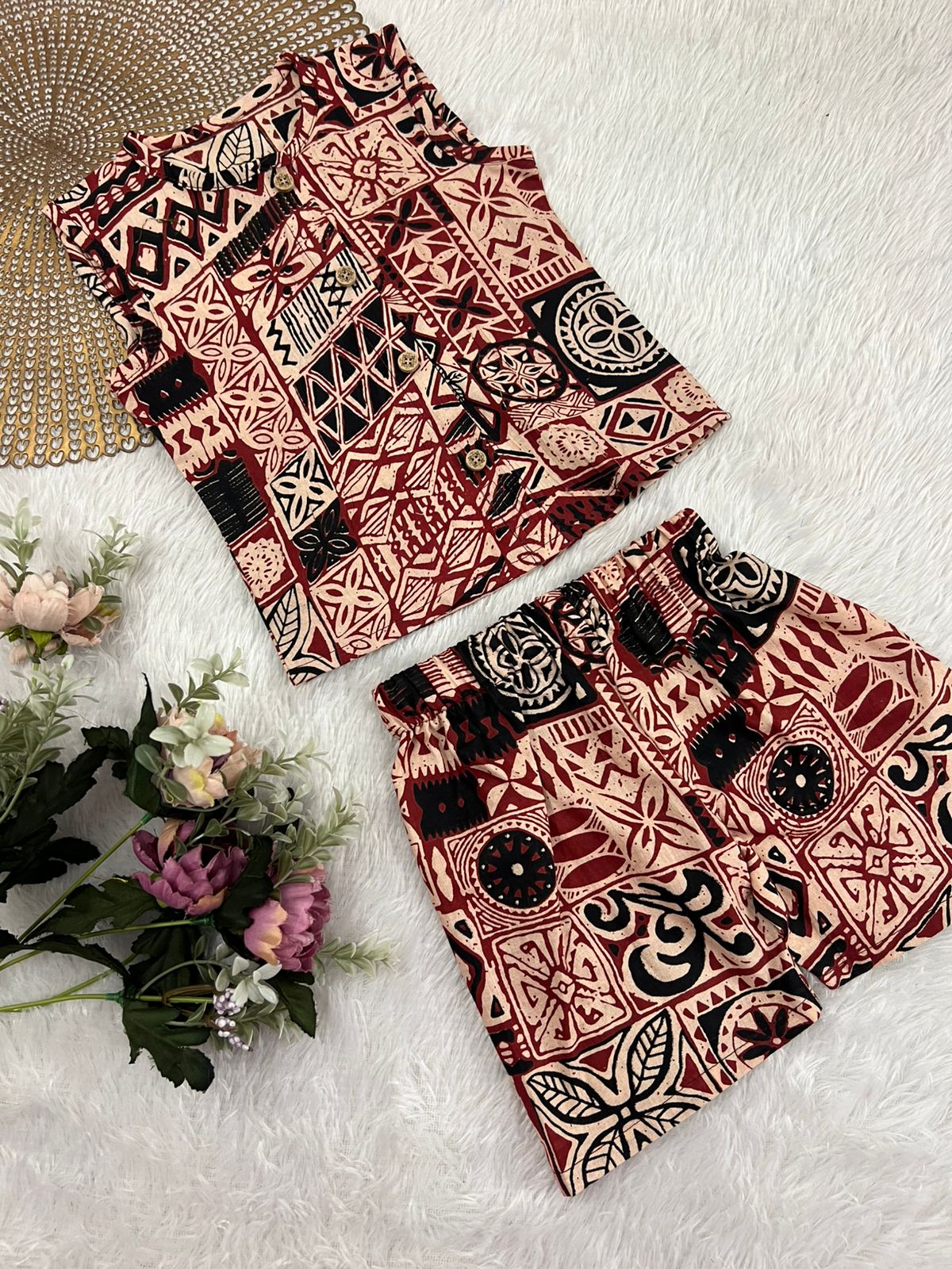 Ajrakh-C86 MAROON BOX COORD SET