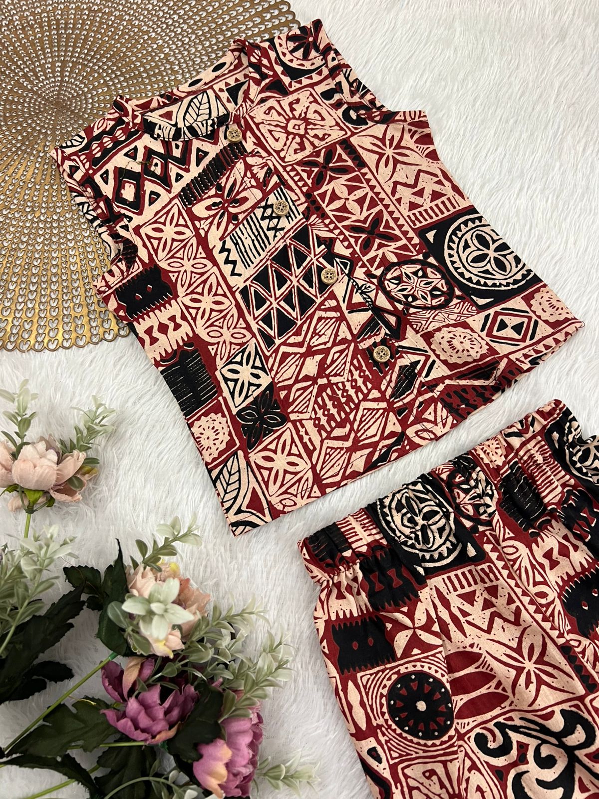 Ajrakh-C86 MAROON BOX COORD SET