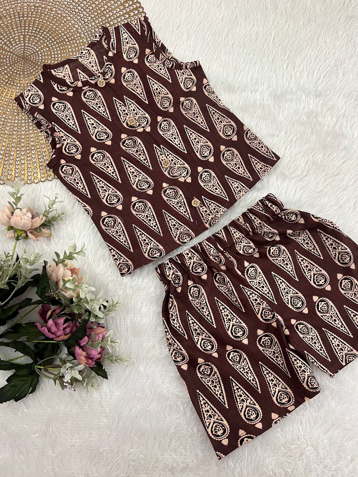 Ajrakh -C91 BROWN COORD SET